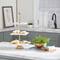 White Marble & Aluminum 3 Tier Tray Stand